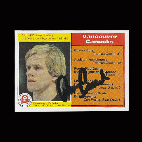 Thomas Gradin Vancouver Canucks Autographed Card