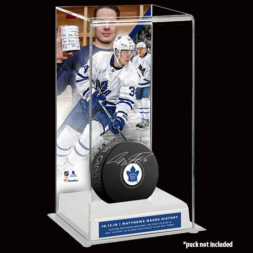 Auston Matthews Toronto Maple Leafs Four-Goal NHL Debut Deluxe Tall Hockey Puck Case