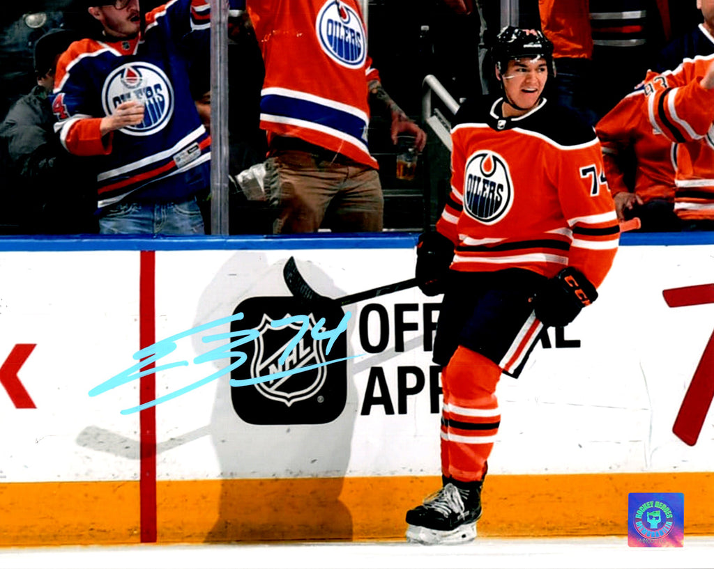 Ethan Bear Edmonton Oilers Autographed Goal 8x10 Photo