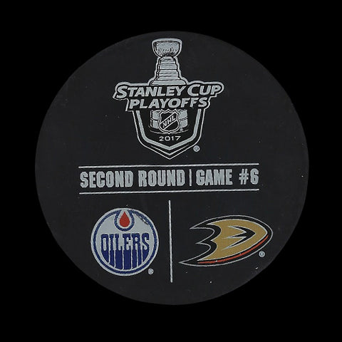 Edmonton Oilers vs Anaheim Ducks Playoff Game 6 Warm Up Used Puck May 7th, 2017