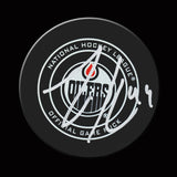 ZACK KASSIAN Autographed Goal Puck With CONNOR MCDAVID Assist From January 25, 2018 vs Flames