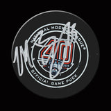MATTHEW BENNING Autographed Goal Puck With CONNOR MCDAVID Assist From March 13, 2019 vs Devils