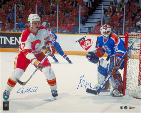 Joe Mullen Flames vs. Grant Fuhr Oilers Dual Autographed 16x20 Photo