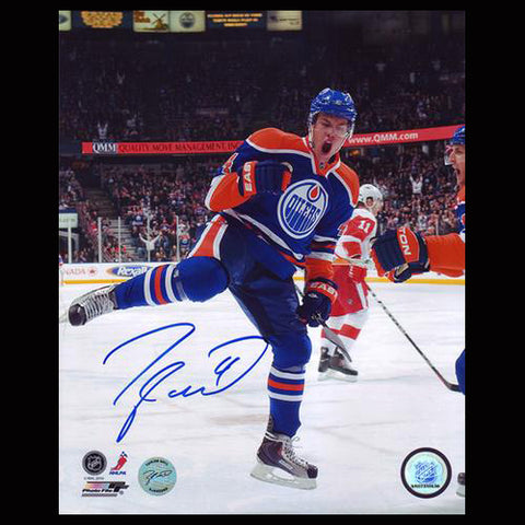 Taylor Hall Autographed Edmonton Oilers 1st NHL Home Goal 8x10 Photo -Clearance