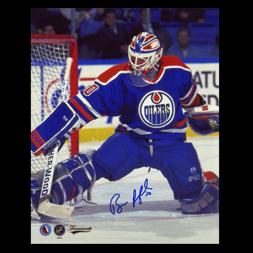 Bill Ranford Edmonton Oilers Autographed Kick Save 8x10 Photo