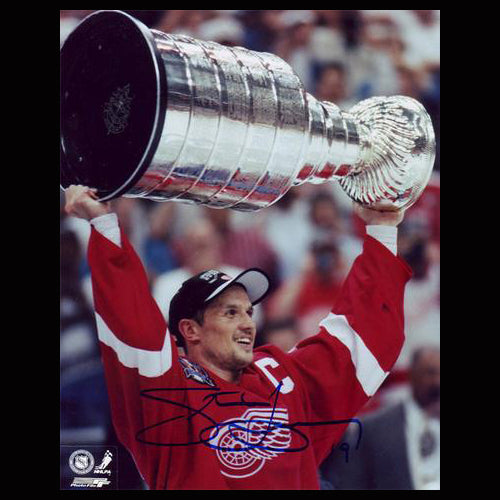 Steve Yzerman Detroit Red Wings Autographed Stanley Cup 8x10 Photo