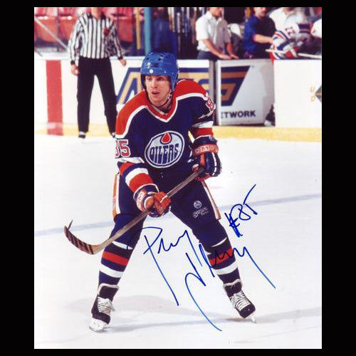 Petr Klima Edmonton Oilers Autographed Tape Job 8x10 Photo