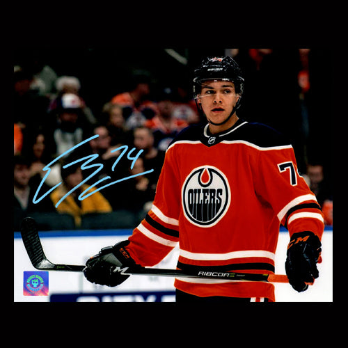 Ethan Bear Edmonton Oilers Autographed Look Back 8x10 Photo