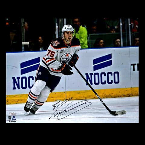 Evan Bouchard Edmonton Oilers Autographed Action 16x20 Photo