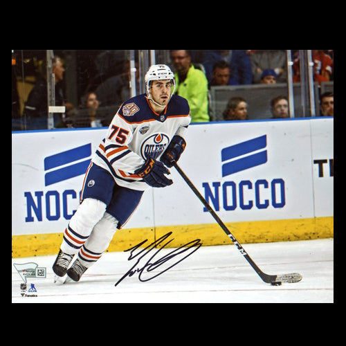 Evan Bouchard Edmonton Oilers Autographed Action 8x10 Photo