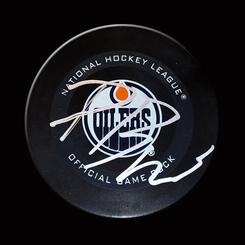 Philip Broberg Edmonton Oilers Autographed Game Puck