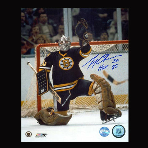 Gerry Cheevers Boston Bruins Autographed and Inscribed HOF 85 11x14 Photo