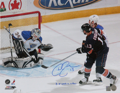 Andrew Cogliano Edmonton Oilers Autographed 16x20 Photo w/ 3 OT In A Row Notation - Clearance