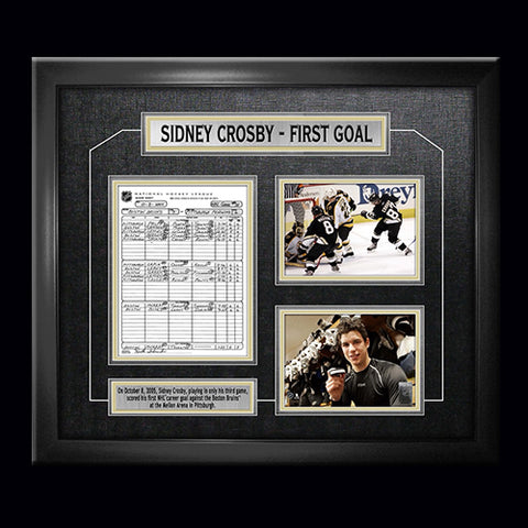 Sidney Crosby Pittsburgh Penguins Framed 1st NHL Goal Scoresheet Collage