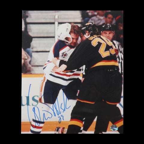 Louie Debrusk Edmonton Oilers Autographed 11x14 Fight Photo