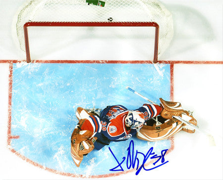 Jeff Deslauries Edmonton Oilers Autographed Overhead 8x10 Photo