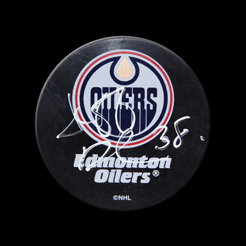 Jeff Deslauriers Edmonton Oilers Autographed Puck