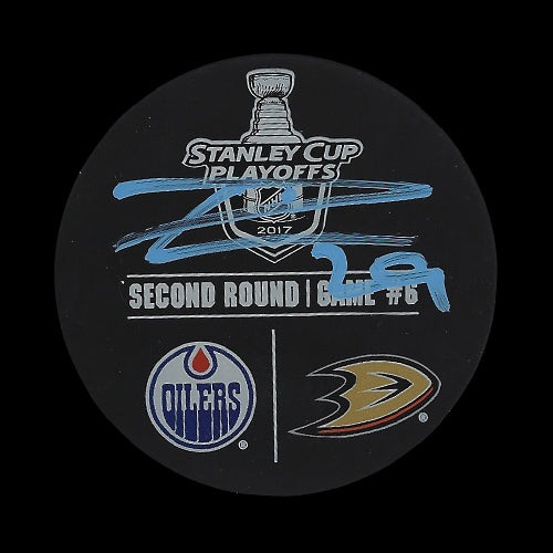 Leon Draisaitl Autographed Edmonton Oilers vs Anaheim Ducks Playoff Game 6 Warm Up Used Puck May 7th, 2017
