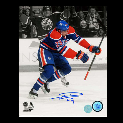 Leon Draisaitl Edmonton Oilers Autographed 1st NHL Goal Celebration 8x10 Photo