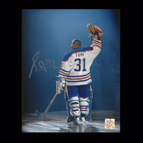 Grant Fuhr Edmonton Oilers Autographed Retirement Night 8x10 Photo