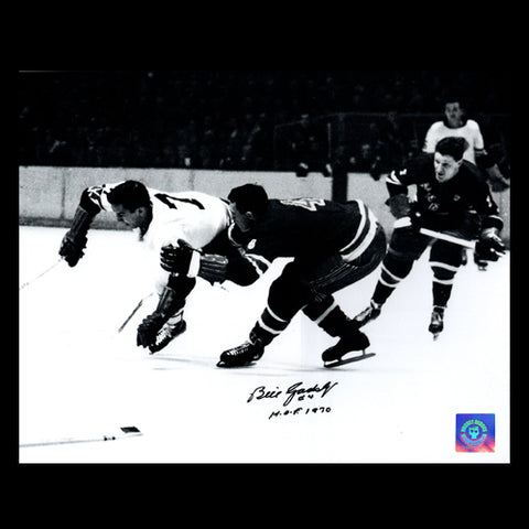 Bill Gadsby Detroit Red Wings Autographed B&W 8x10 Photo