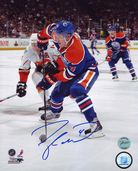 Taylor Hall Autographed Edmonton Oilers 1st NHL Game 16x20 Photo - Clearance
