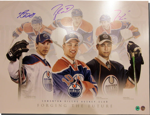 Taylor Hall, Ryan Nugent Hopkins & Jordan Eberle Triple 18x24 Autographed Lithograph Print