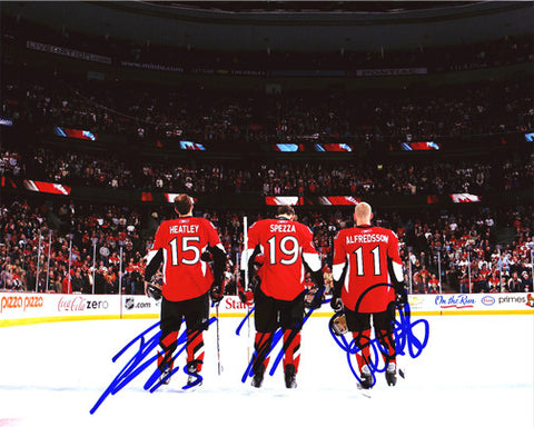 Daniel Alfredsson, Jason Spezza, Dany Heatley Ottawa Senators Triple Autographed 8x10 Photo
