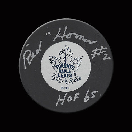 Red Horner Toronto Maple Leafs Autographed Puck