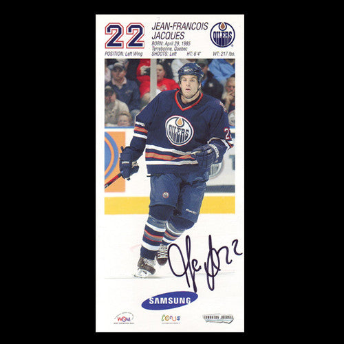 J.F. Jacques Edmonton Oilers Autographed Team Card