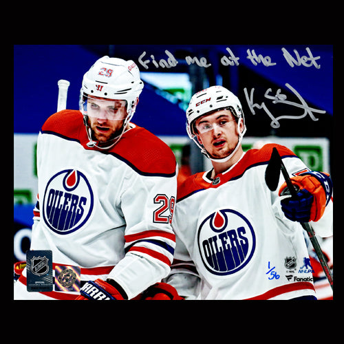 Kailer Yamamoto Edmonton Oilers Autographed & Inscribed "FIND ME AT THE NET" Limited Edition 8x10 Photo /56