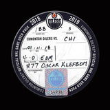 Oscar Klefbom Edmonton Oilers vs Chicago Blackhawks Game Used & Autographed Puck November 1, 2018