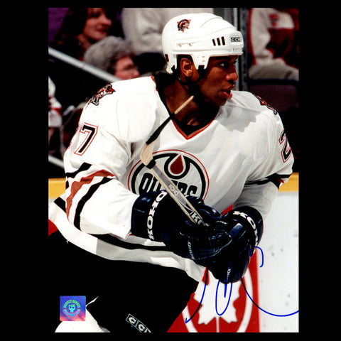 Georges Laraque Edmonton Oilers Autographed Action 8x10 Photo