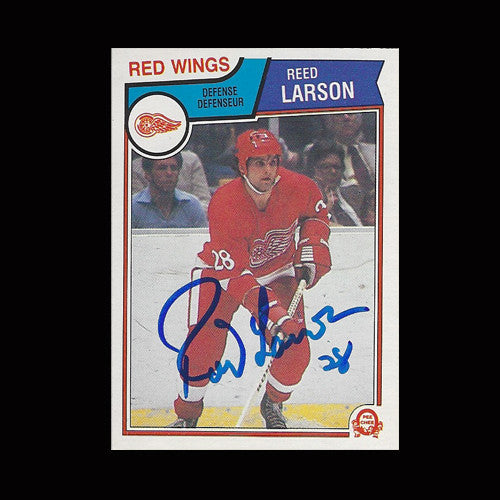 Reed Larson Detroit Red Wings Autographed Card
