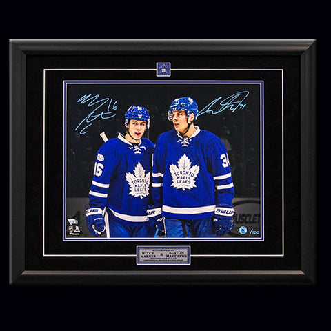 Auston Matthews & Mitch Marner Dual Autographed 100 Year Framed 16x20 Photo Limited /100