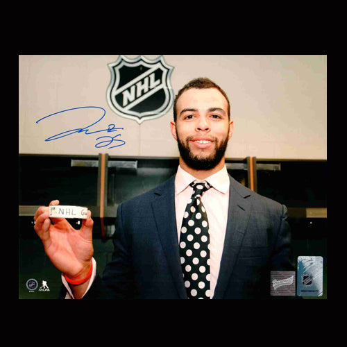Darnell Nurse Edmonton Oilers Autographed 1st NHL Goal Puck 8x10 Photo