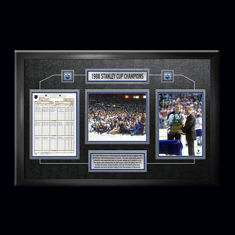 Edmonton Oilers Framed Scoresheet Collage 1988 Stanley Cup Champions