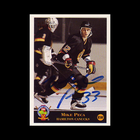 Mike Peca Vancouver Canucks Autographed Card