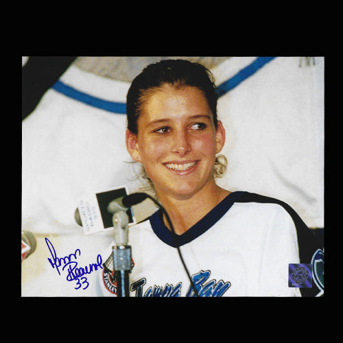 Manon Rheaume Tampa Bay Lightning Autographed Press Conference 8x10 Photo