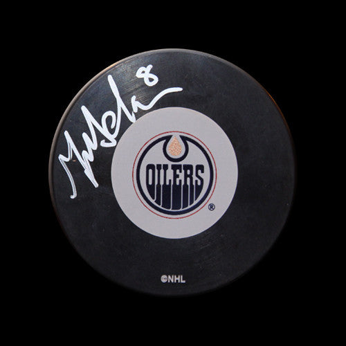 Geoff Sanderson Edmonton Oilers Autographed Puck