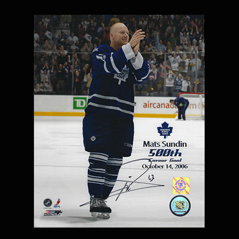 Mats Sundin Toronto Maple Leafs Autographed 500 Goals 8x10 Photo