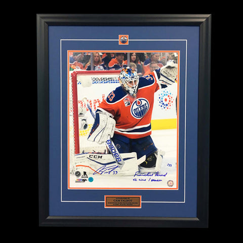 Cam Talbot Edmonton Oilers Signed & Inscribed 42 Wins Record 25x31 Frame #/33