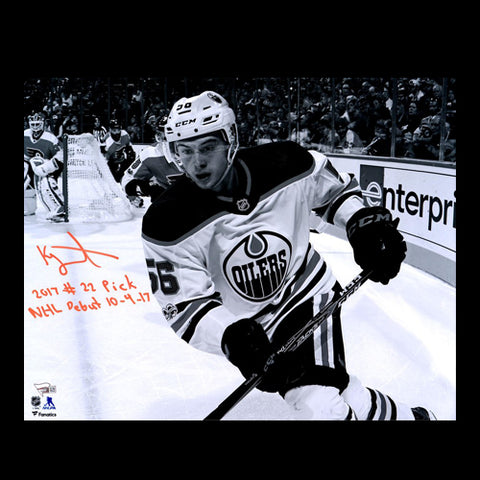 Kailer Yamamoto Edmonton Oilers Autographed Black and White 16x20 Photo w/Inscription + Limited /6