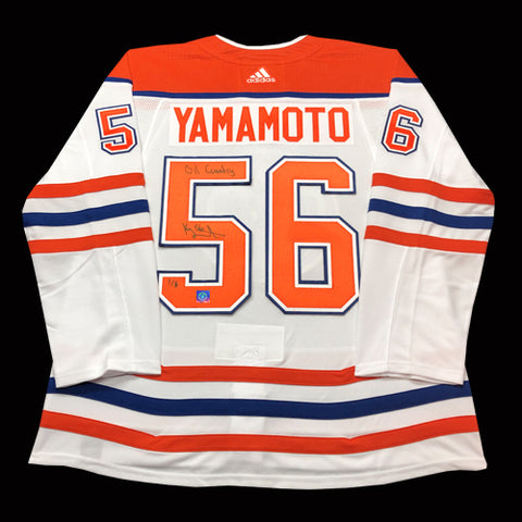 Kailer Yamamoto Limited Edition /6 Autographed & Inscribed "OIL COUNTRY" Edmonton Oilers Retro Adidas Pro Jersey