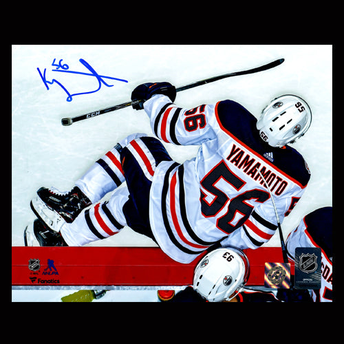 Kailer Yamamoto Edmonton Oilers Autographed Hopping the Boards 8x10 Photo